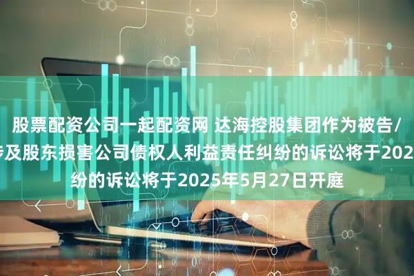 股票配资公司一起配资网 达海控股集团作为被告/被上诉人的1起涉及股东损害公司债权人利益责任纠纷的诉讼将于2025年5月27日开庭