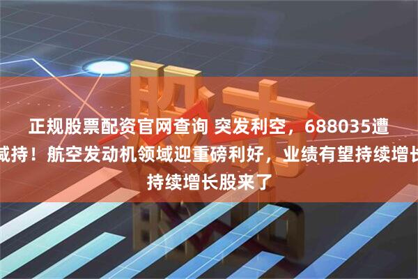 正规股票配资官网查询 突发利空，688035遭大基金减持！航空发动机领域迎重磅利好，业绩有望持续增长股来了
