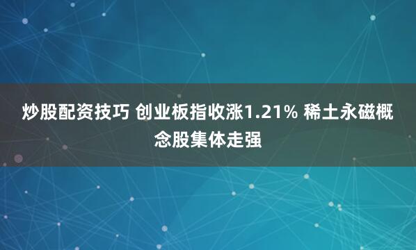 炒股配资技巧 创业板指收涨1.21% 稀土永磁概念股集体走强